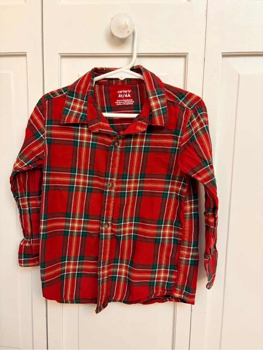 Carter's Red & Green Plaid Button-Down Shirt for Kids